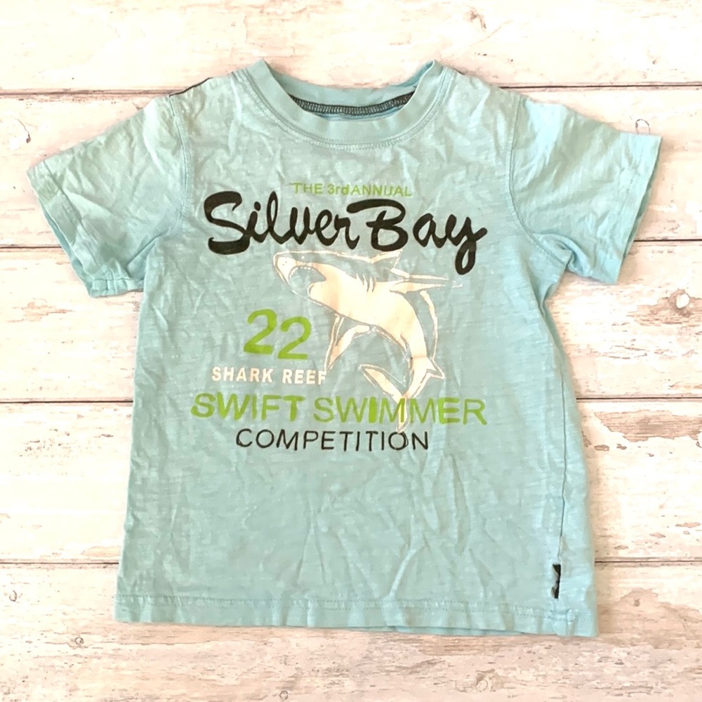 Carters 4T Boys Blue Short Sleeve Graphic Tee Kids Shirt Toddler Top Size 4